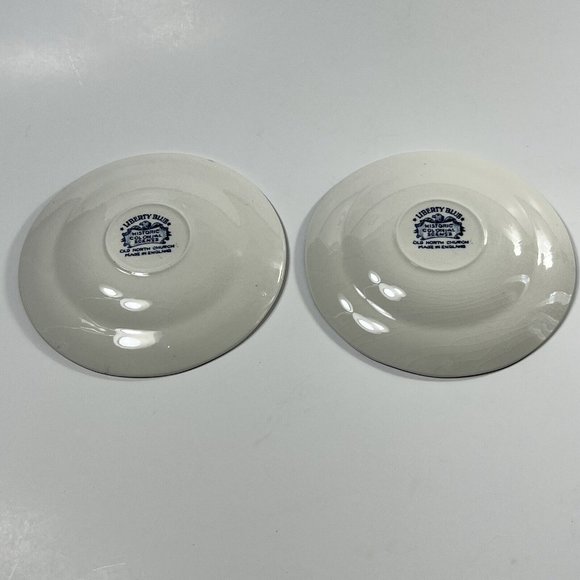 4 Vtg Liberty Blue Old North Church 5.75 inches saucersColonial Scenes Pre-Owned - Picture 6 of 13
